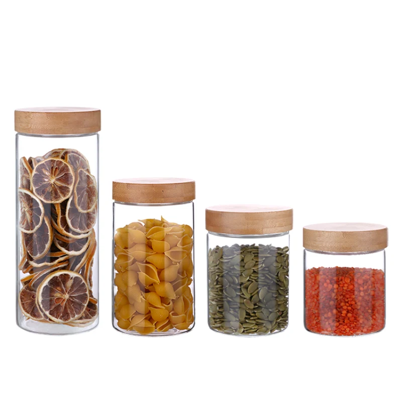 borosilicate glass containers with wood lid (3)