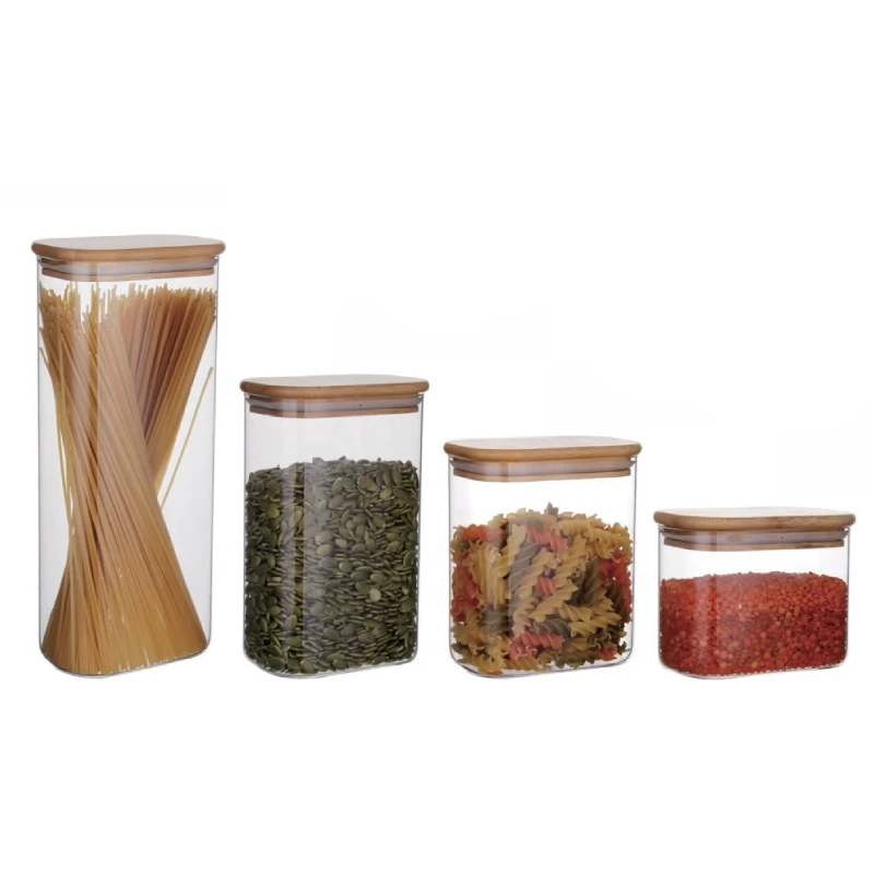 borosilicate glass containers with wood lid