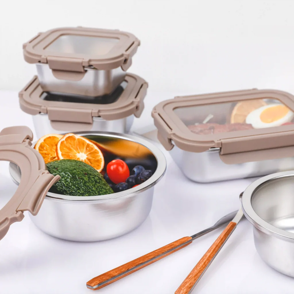stainless steel food storage containers with lids