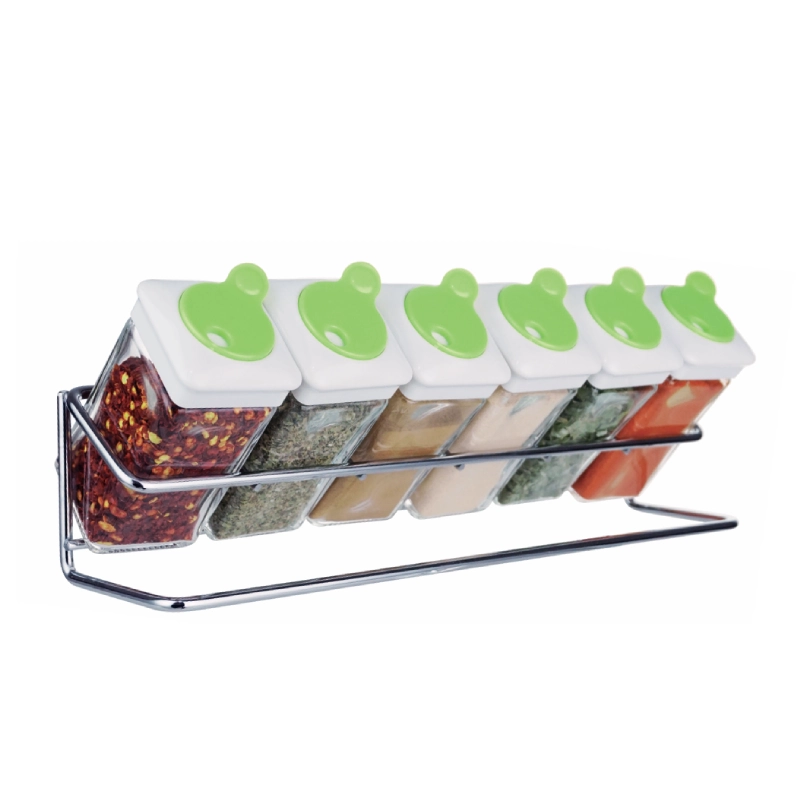 86211061 6 pcs spice shaker jars with stainless steel spice rack