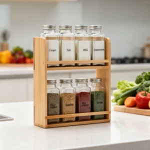 8 spice jar set with wood stand