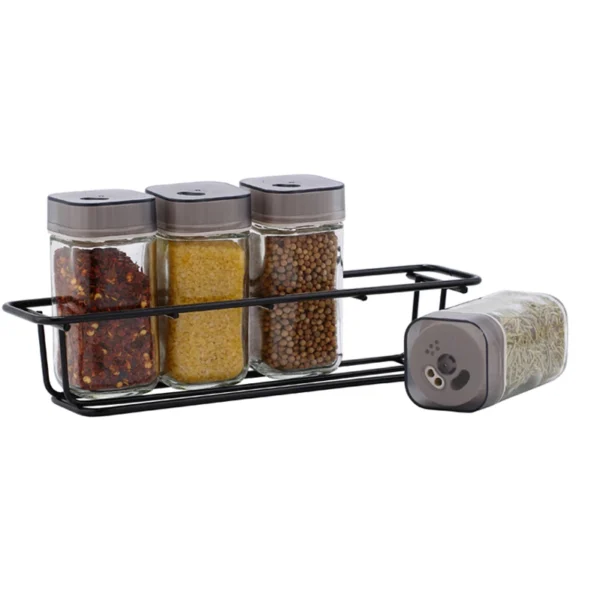 4PCS Glass Spice Jar with Stainless Steel Spice Rack Stand - EasyLife ...