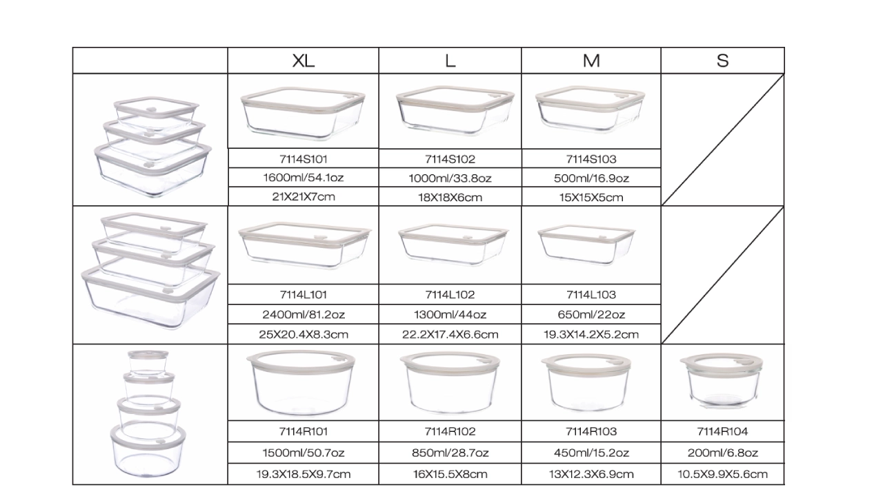 Glass Food Storage Containers with Glass Lids and Air Valve