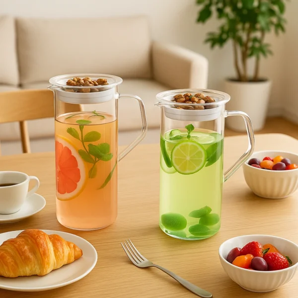 Glass Iced Tea Pitcher with Glass Storage Lid and Handle - EasyLife ...