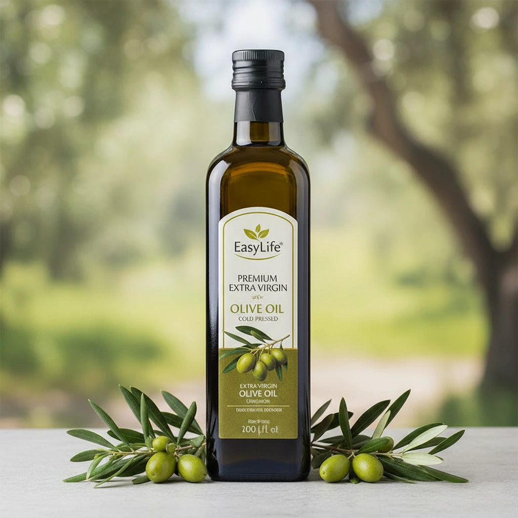 dark glass olive oil bottle