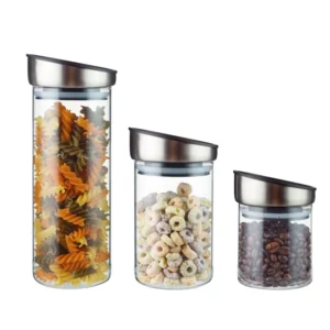 Stackable Glass Storage Containers with Lids for Pantry