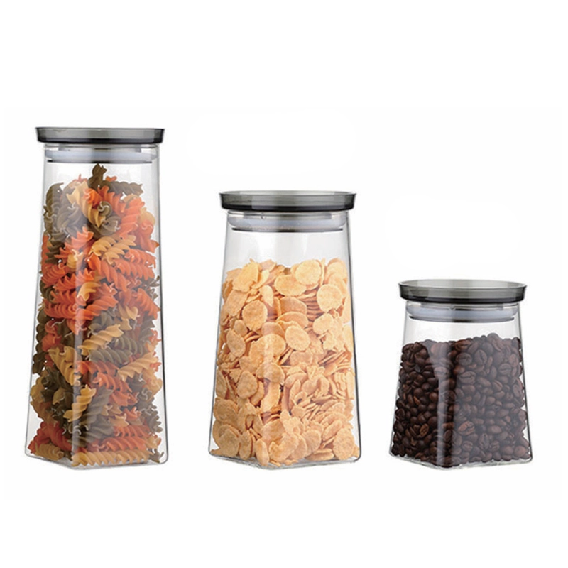 Rectangular Glass Canisters with Sealed Lids