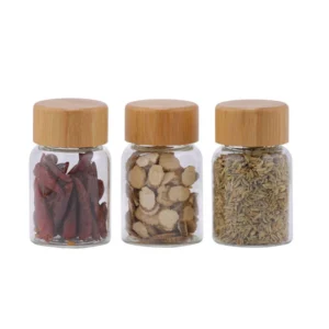 Glass Mini Jars with Wooden Lids