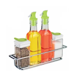 36201Glass Condiment Set with Oil Dispenser and Spice Shaker Bottle