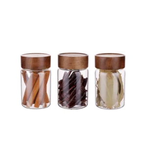 Mini Glass Jars with Acacia Wood Lids