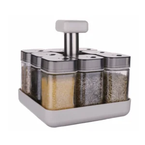 8PCS Glass Spice Rack Organizer Rotating Set 81082000