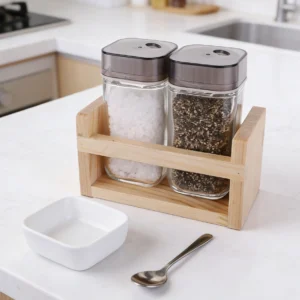 spice jar set with wood stand