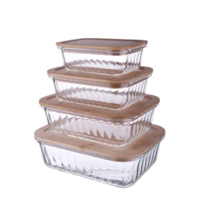 wave glass with bamboo lid