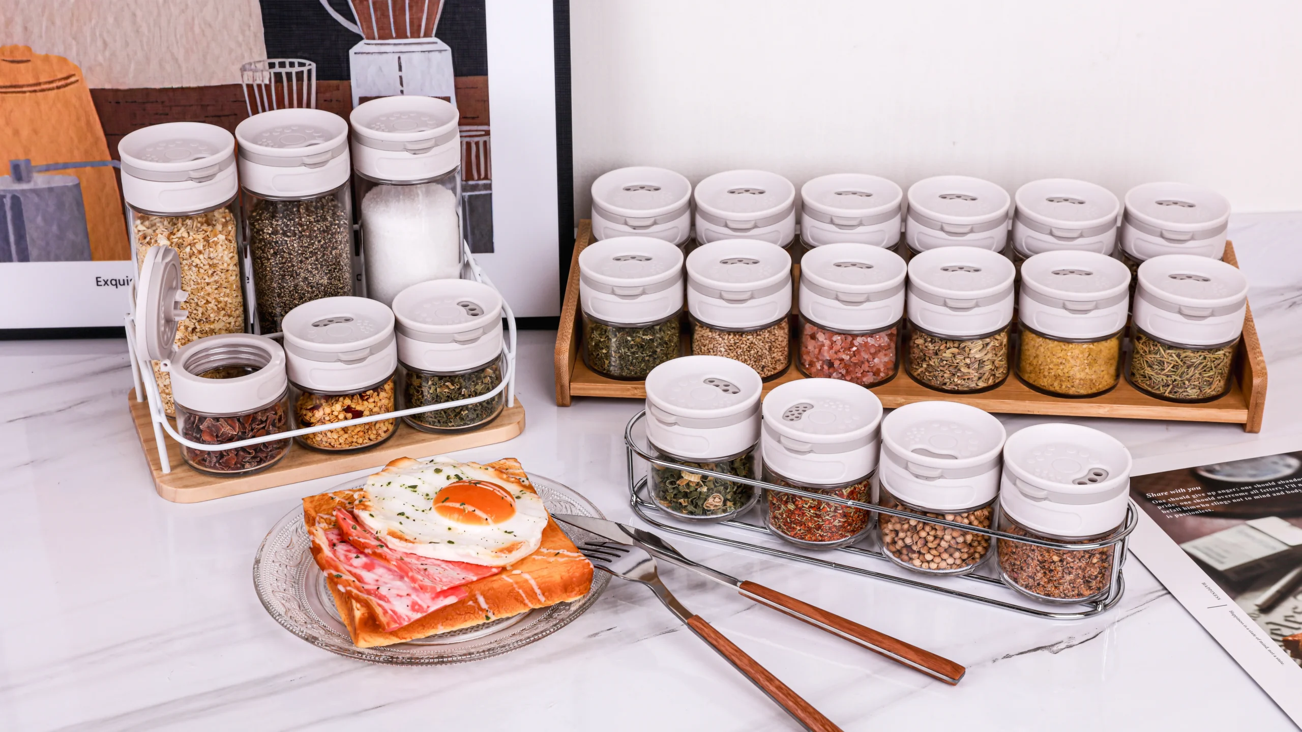 wooden spice rack set