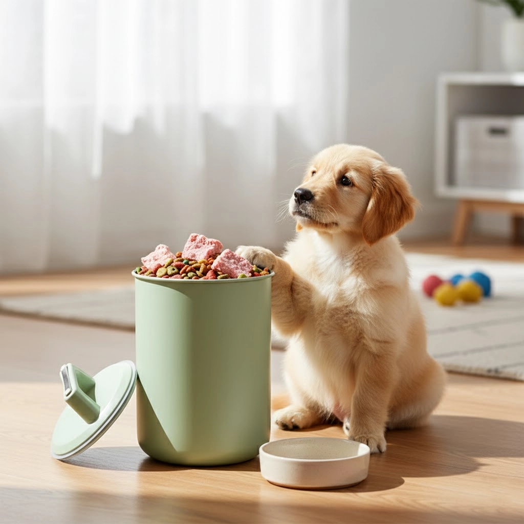 metal dog food container
