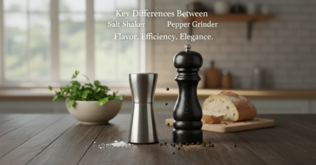 difference between salt shaker and pepper grinder