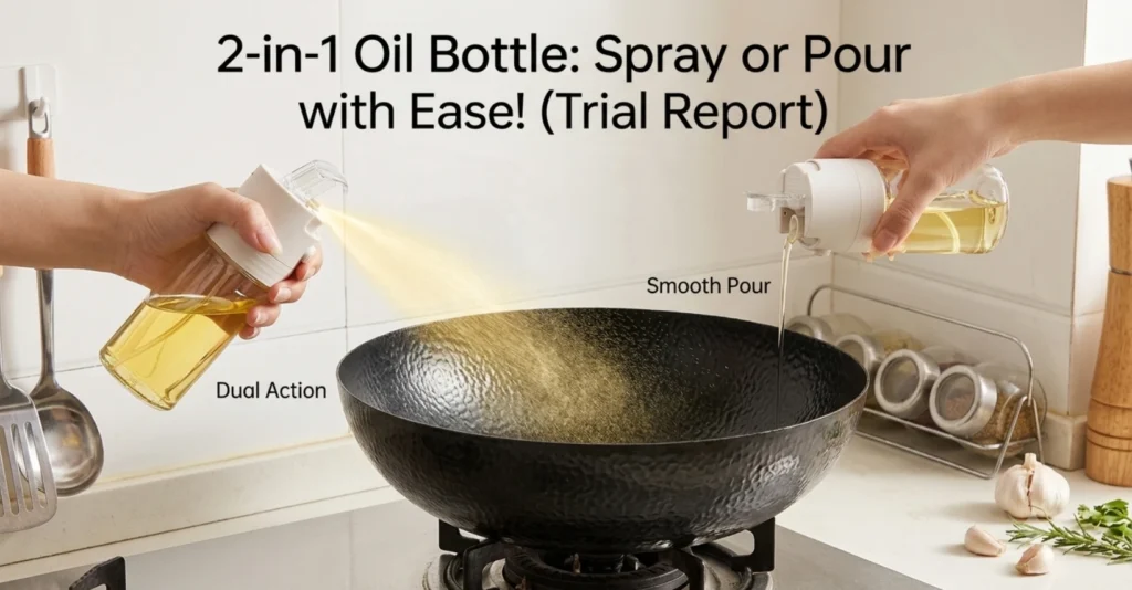 Glass 2 in 1 Oil Spray and Pour Oil Bottle