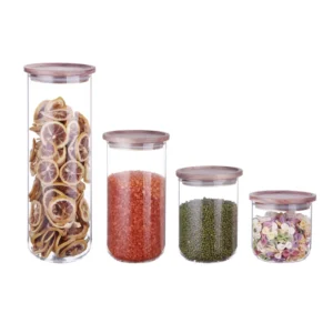 71539R00 glass storage jar with acacia lid