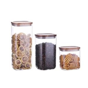 7155 glass jars with wooden lids